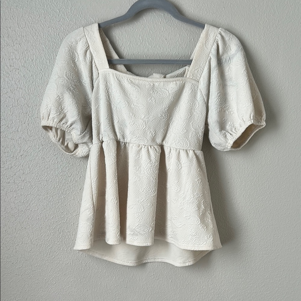 Mine Cream Puff Sleeve Peplum Blouse